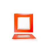 Glass Dinnerware 6" x 6" Square Orange Glass Plate (Set of 4)